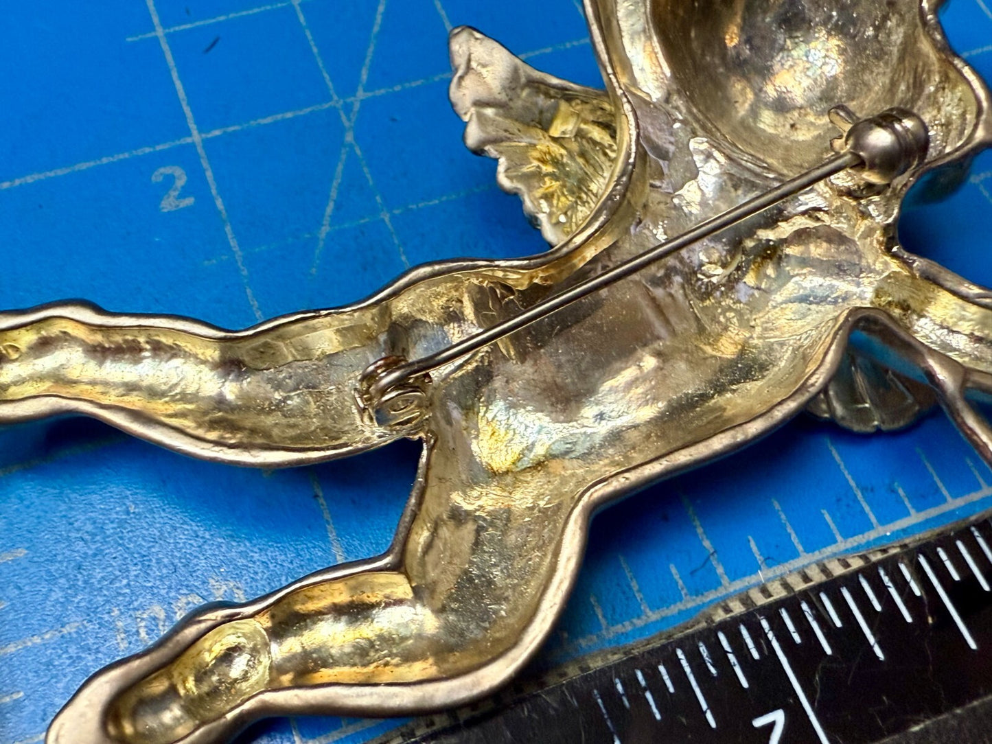 Angel Heart Cupid Bow & Arrow Christmas Holliday Vintage Gold Tone Brooch Pin