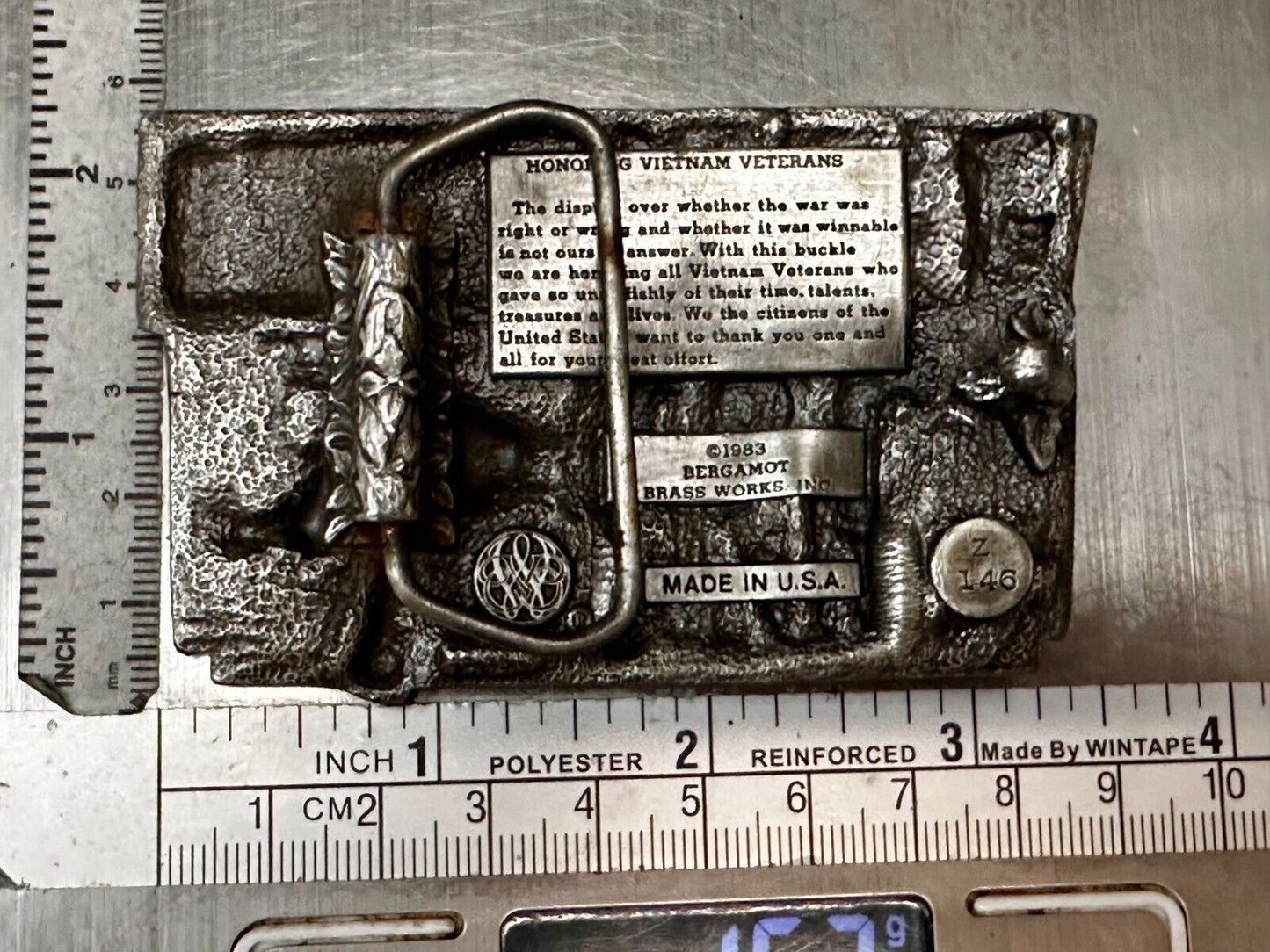 Veteran Vietnam Helicopter Soldiers Military Vtg 1983 Bergamot Belt Buckle
