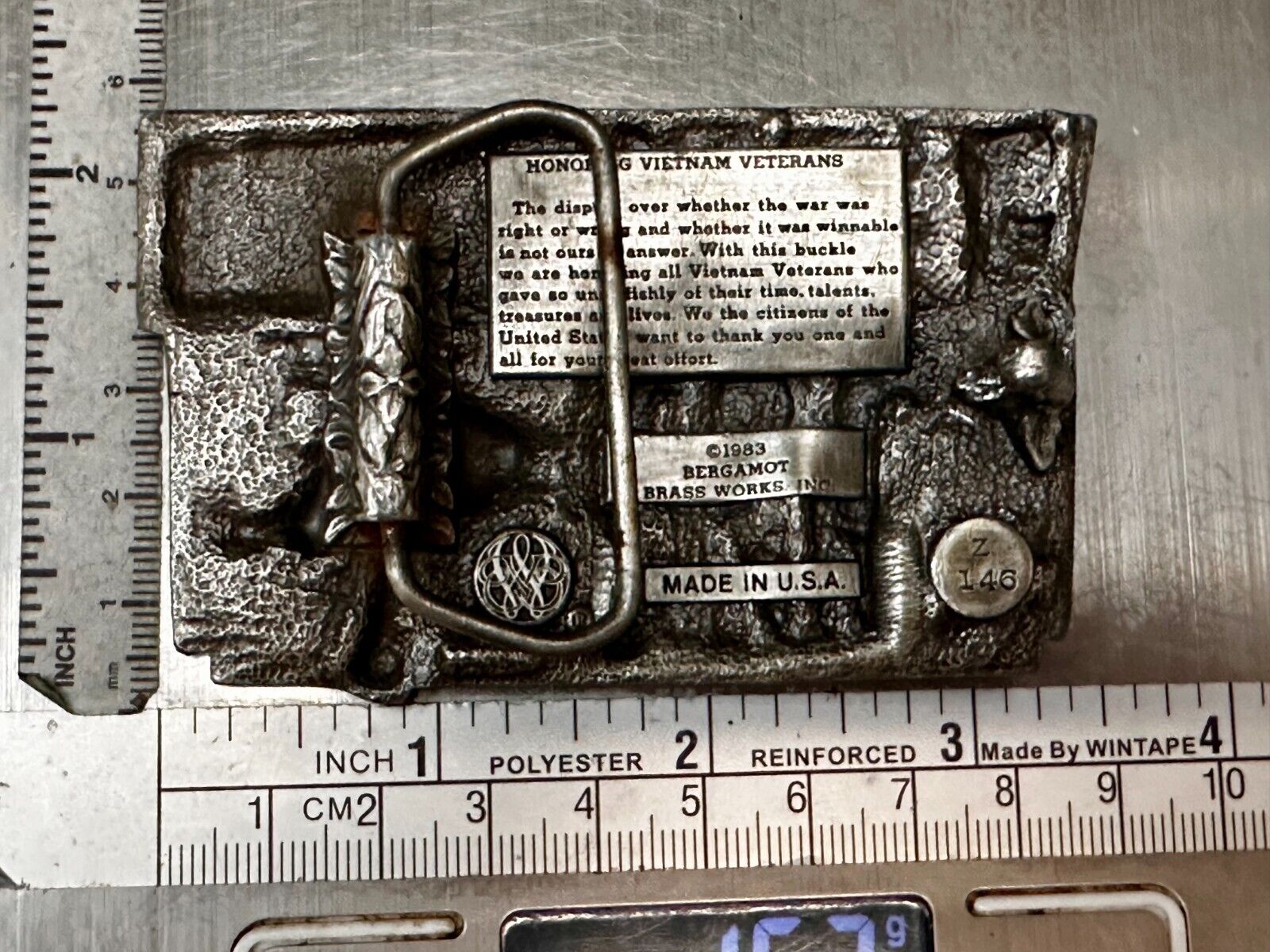 Veteran Vietnam Helicopter Soldiers Military Vtg 1983 Bergamot Belt Buckle