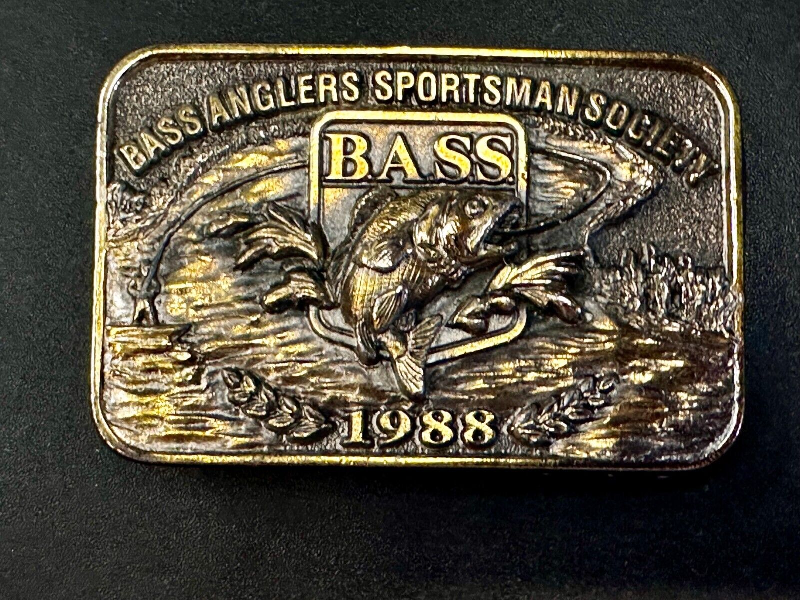 1988 Bass Anglers Sportsman Society Club Great American Belt Buckle