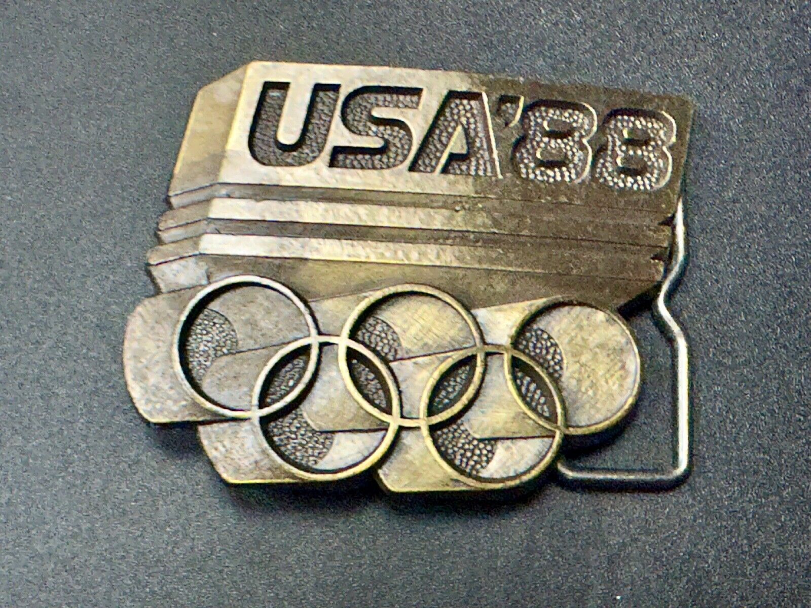 USA Olympic Games 1988  Five Ring Emblem logo belt buckle