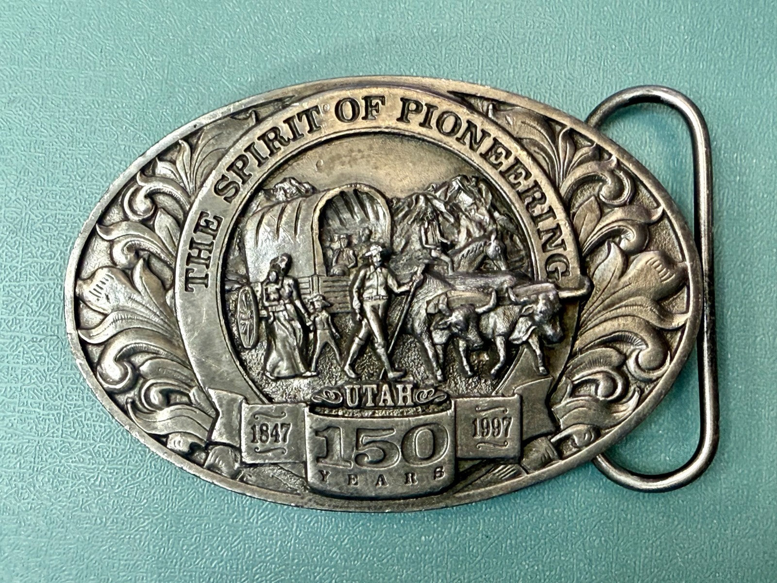 Utah State The Spirit of Pioneering 150 years Vintage Ring Masters Belt Buckle
