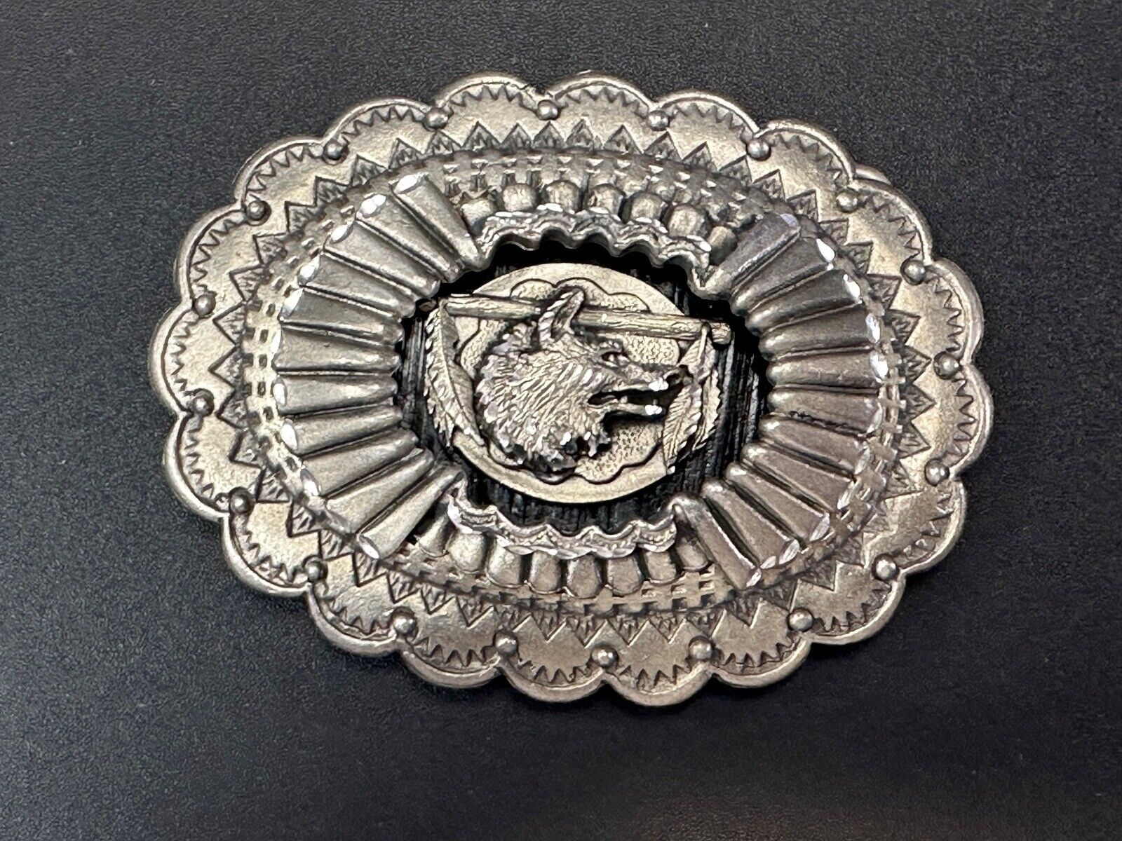 The Great Wolf - Native American Indian Feathers USA made Legends belt buckle