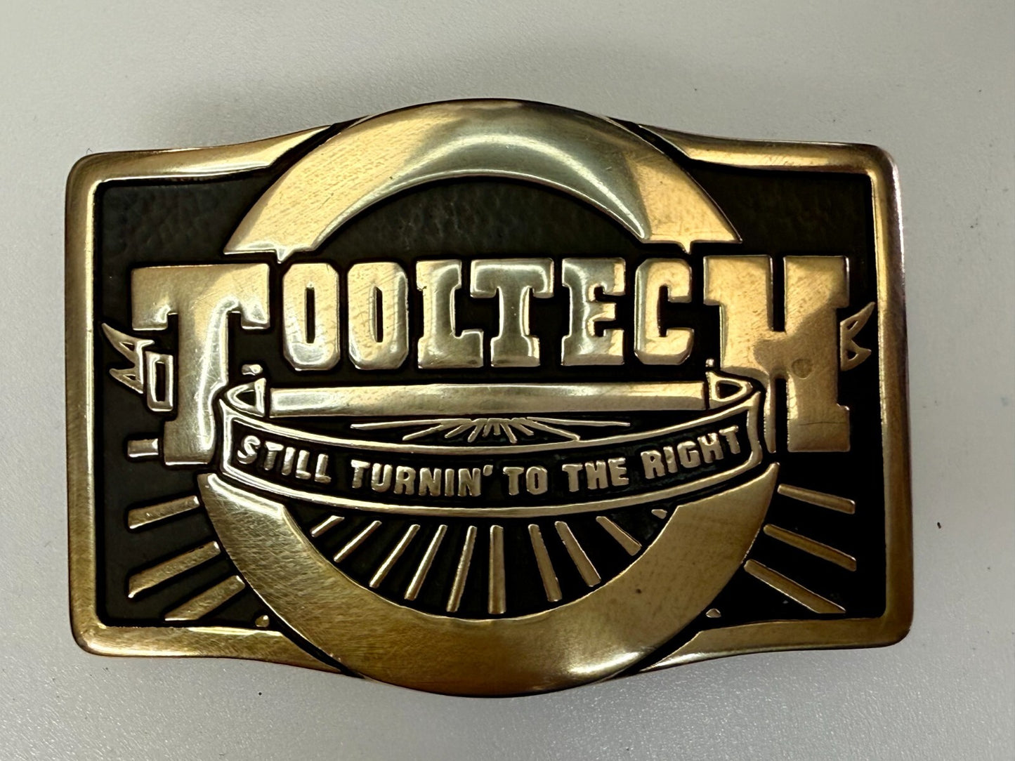 Tooltech Still Turnin To The Right Solid Brass VTG 1984 Anacortes Belt Buckle