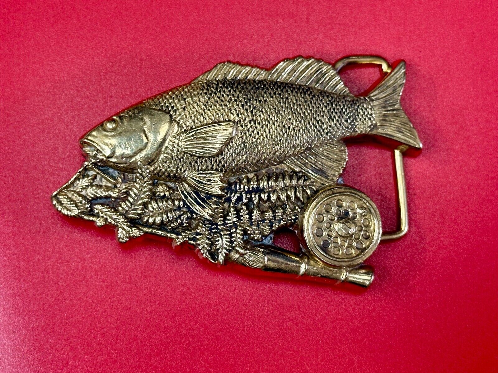 Trout Fishing Cutout sports fish vintage Baron Buckles solid brass belt buckle