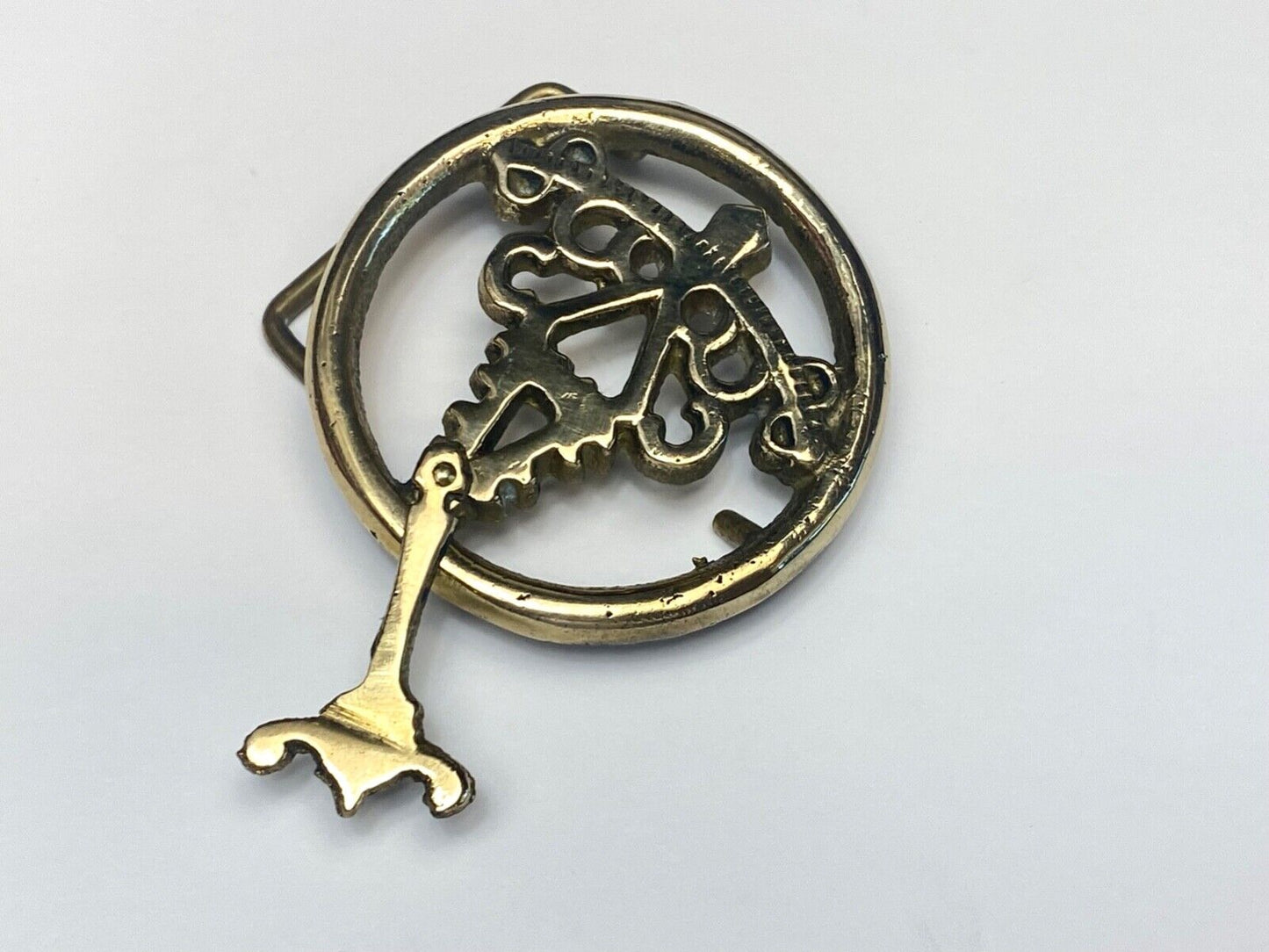 60's Hippy Moving Clock Pendulum Amazing! solid brass belt buckle