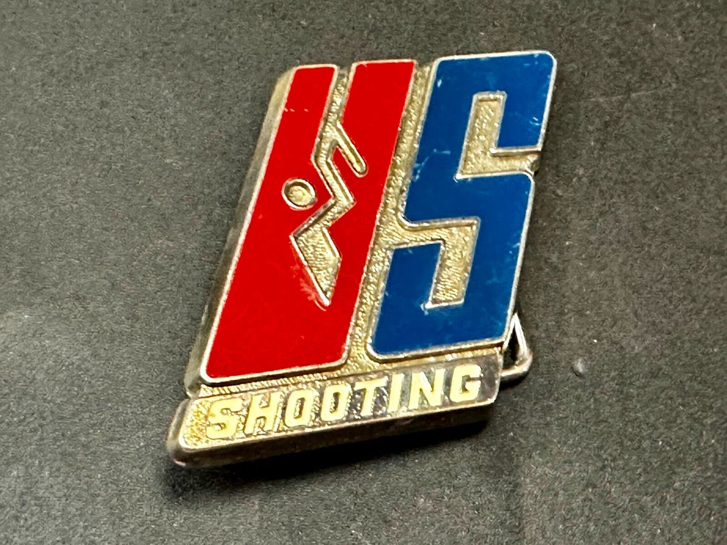 US Shooting Team Red White & Blue Commemorative Gun Rifle Spots Belt Buckle