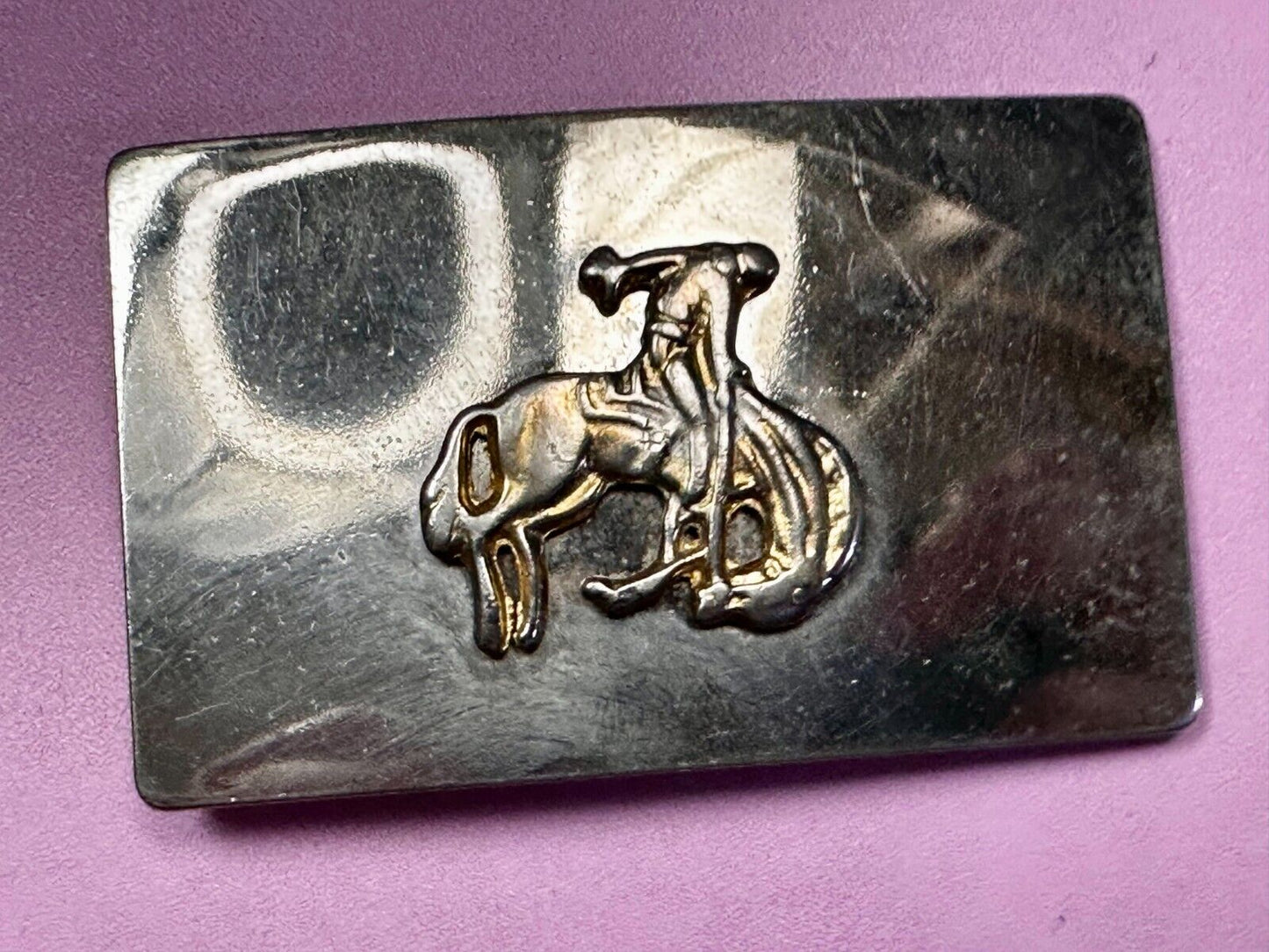 Vintage Cowboy Saddle Bronc Western Reflective Belt Buckle