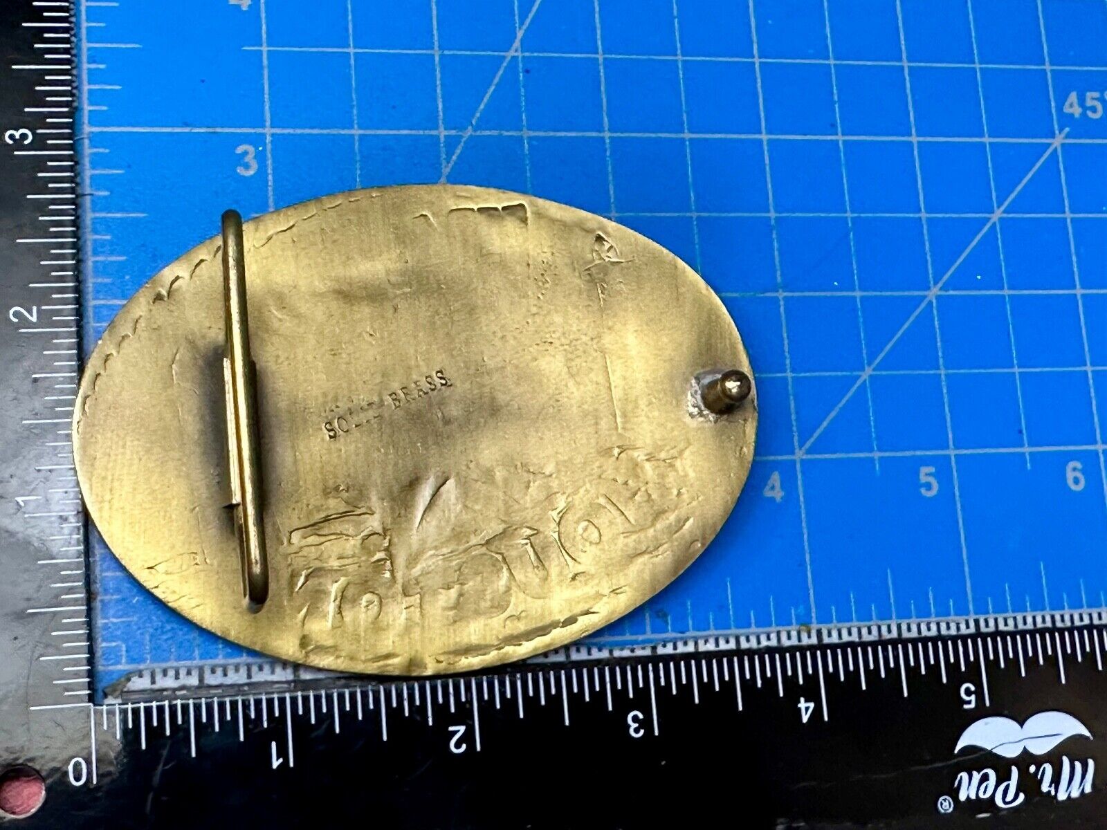 Vetco Texas Houston State Lone Star Oil Well Rig Vintage Brass Belt Buckle
