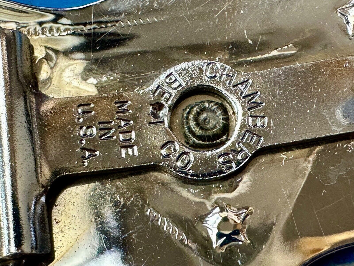 vintage horse head on reflective western silver tone rectangular belt buckle