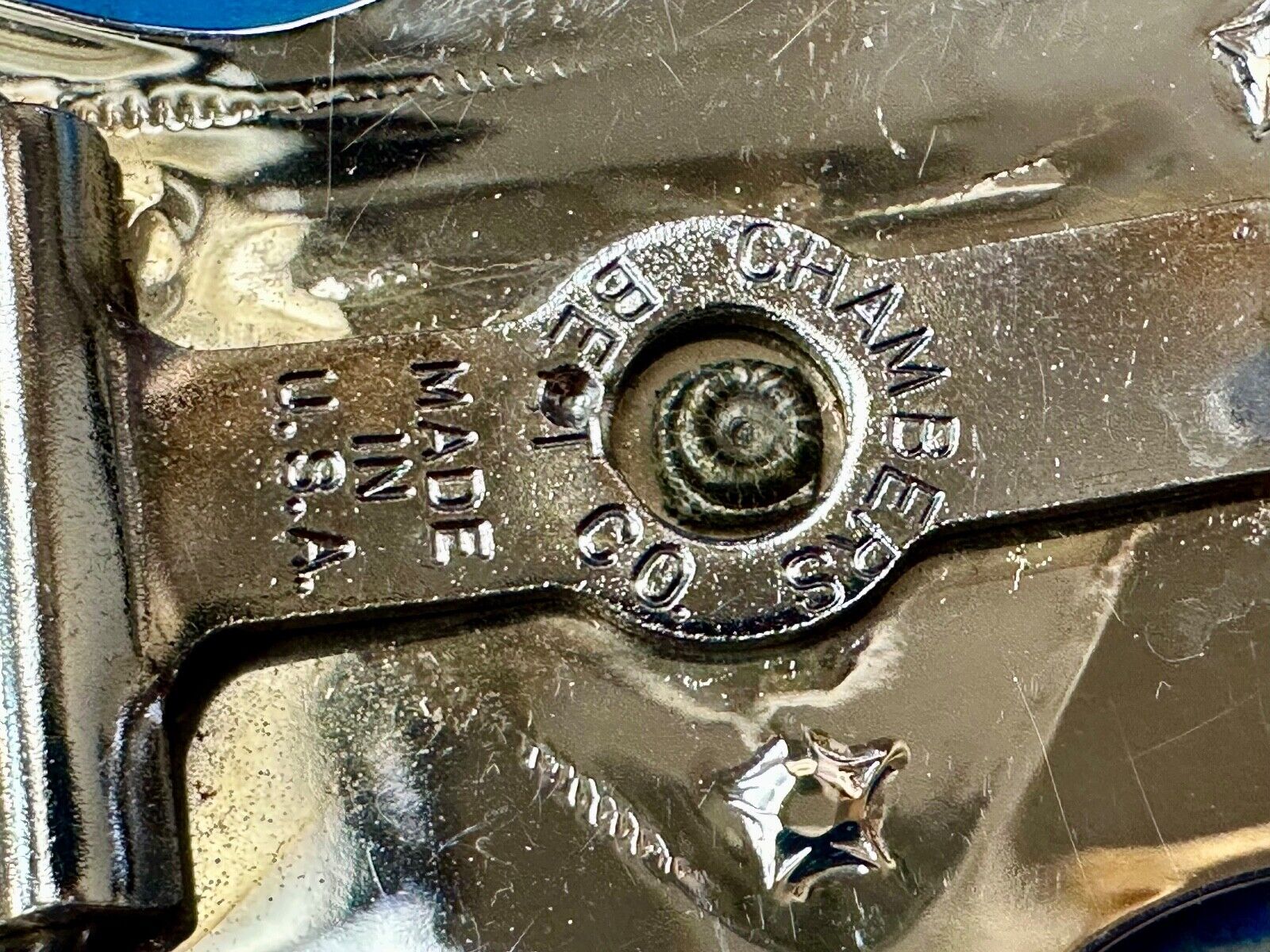 vintage horse head on reflective western silver tone rectangular belt buckle