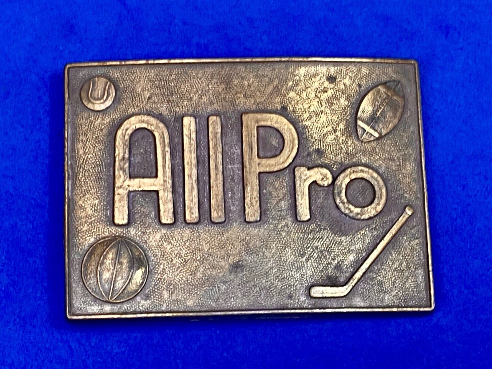 All Pro Hockey Basketball Golf Football Brass Tone Belt Buckle 