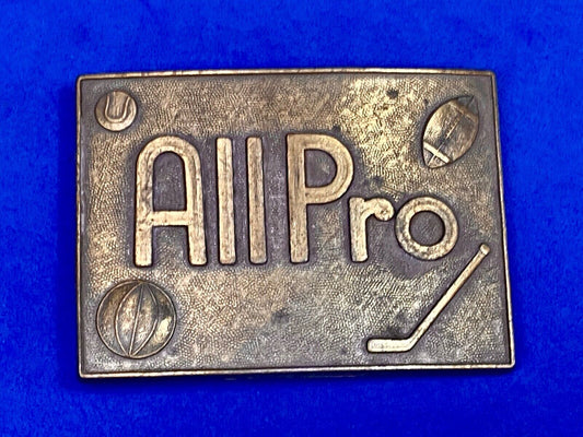 All Pro Hockey Basketball Golf Football Brass Tone Belt Buckle 