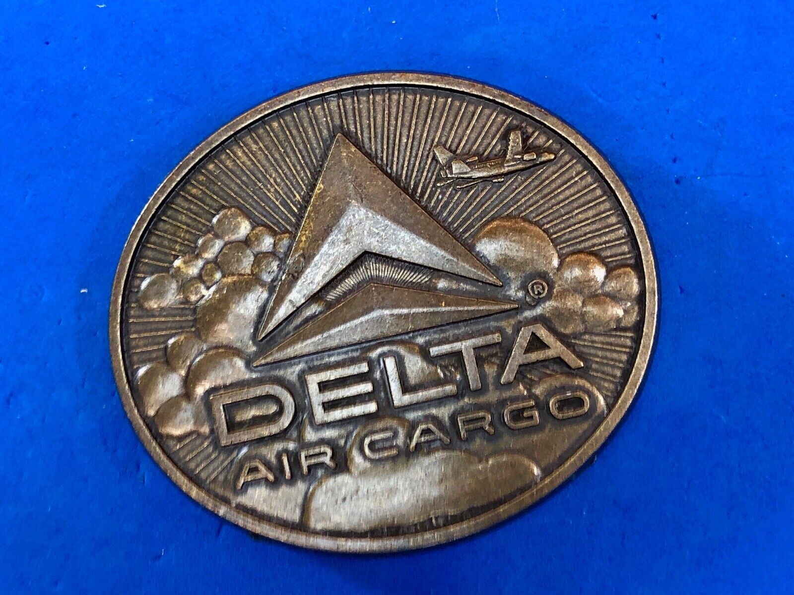 Vintage DELTA Air CARGO airlines brass tone Belt Buckle 