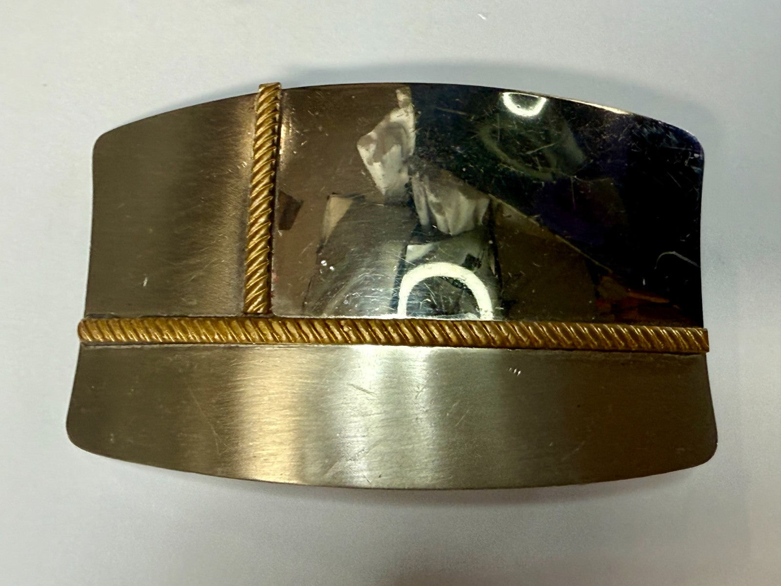 Vintage Gold Rope Design Reflective Nickel Silver Belt Buckle