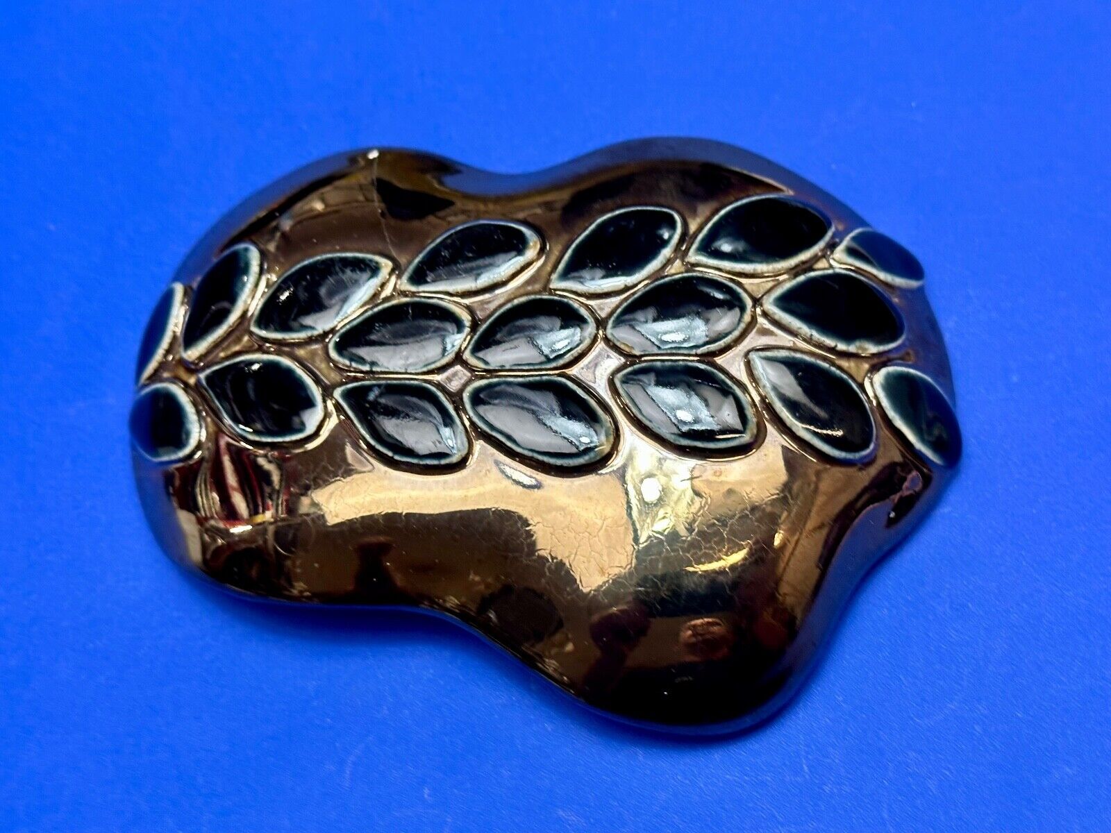 Artisan Belt Slide Buckle gold & black color Abstract pattern signed SKON