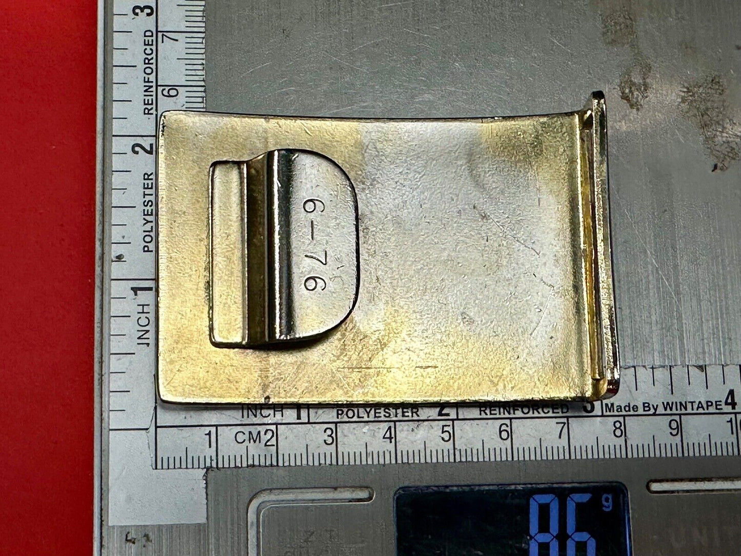 USMC Marine Corp NCO Dress Belt Plate Plain Belt Buckle 6-76 -some discoloration