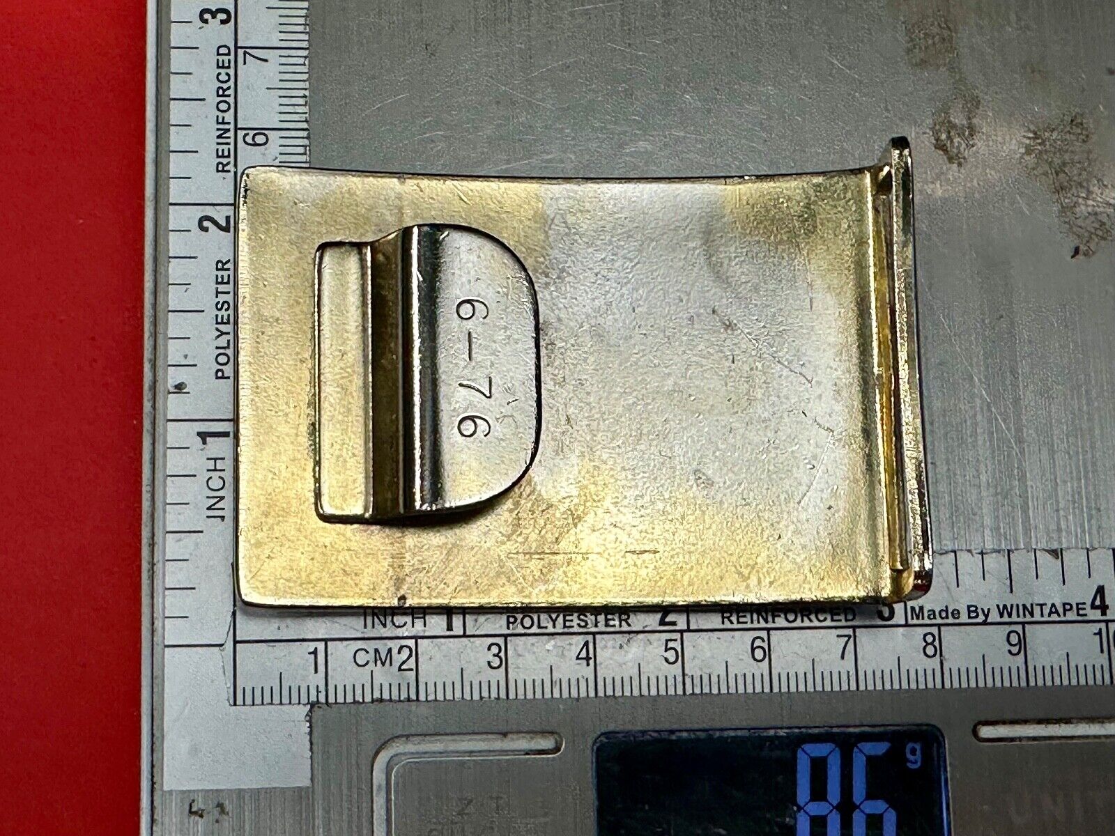 USMC Marine Corp NCO Dress Belt Plate Plain Belt Buckle 6-76 -some discoloration