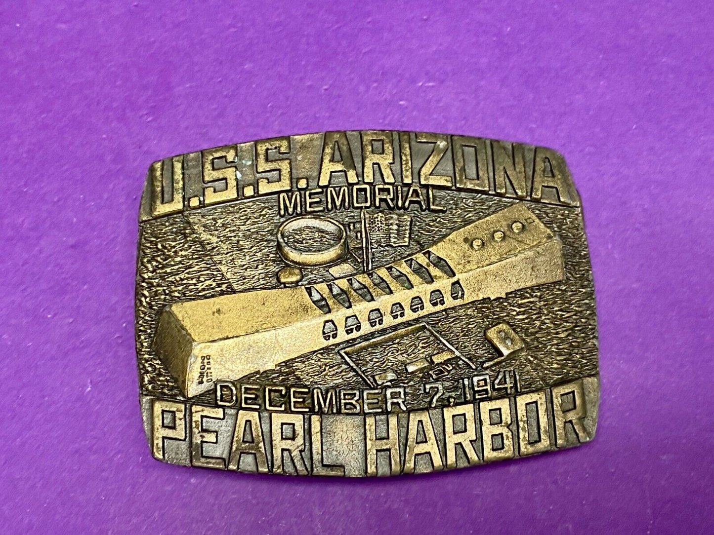 Uss Arizona Memorial Pearl Harbor Commemorative Belt Buckle Indiana Metal Craft