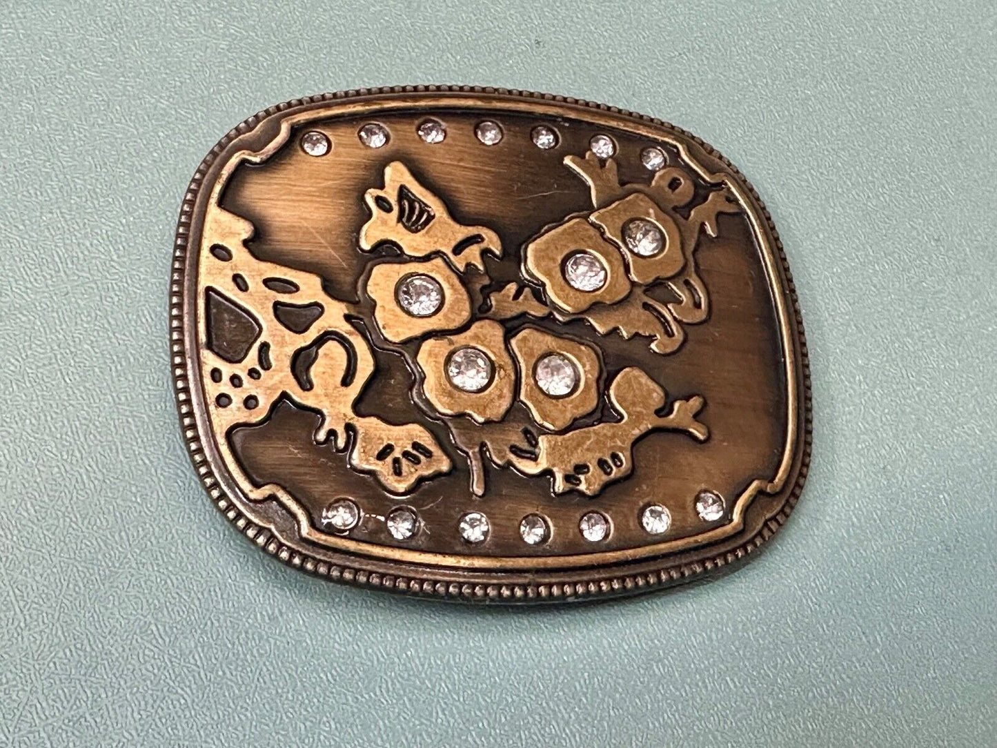 Abstract World MAP globe theme rhinestone accented belt buckle