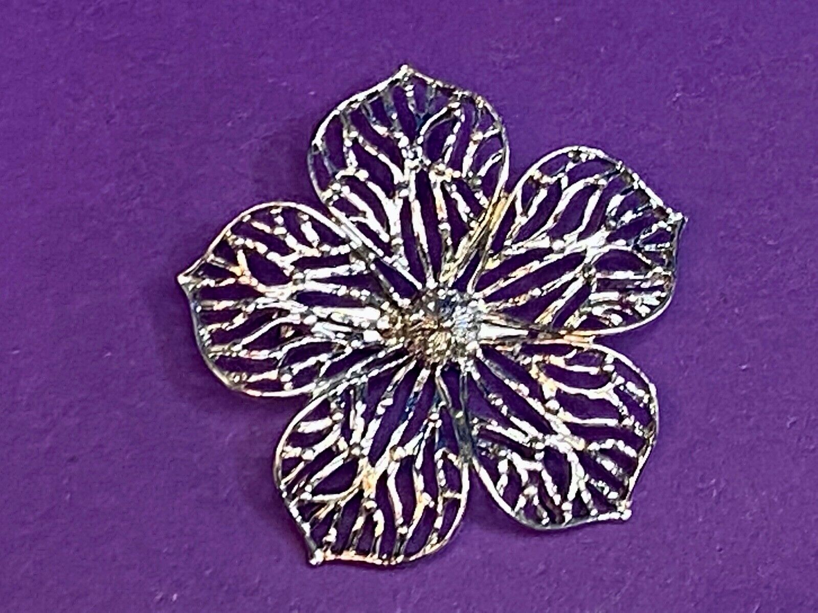 Vintage Gerry's Flower Brooch Pin Silver Tone Open Cut