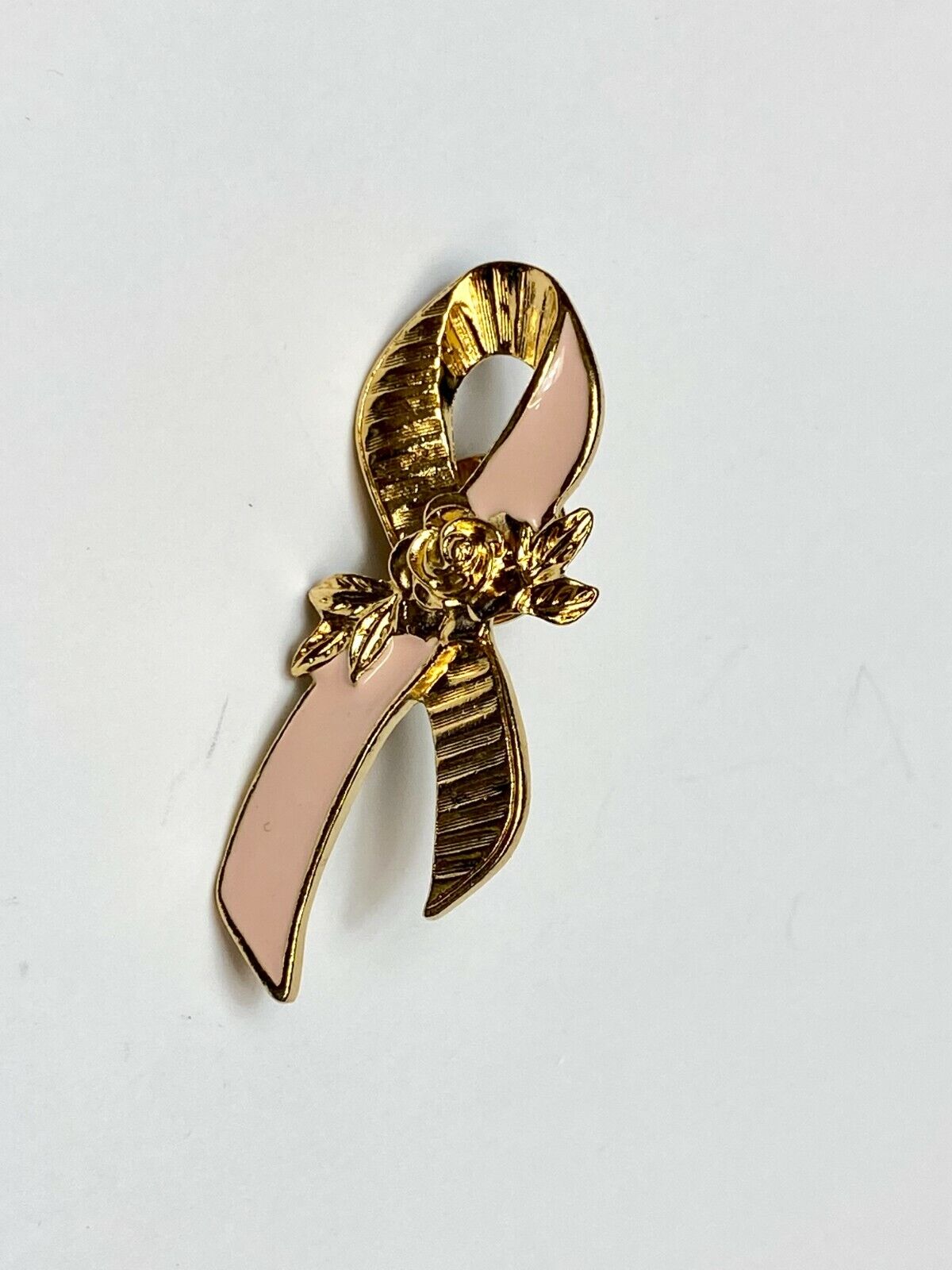 Vintage Avon Breast Cancer Awareness Lapel Pin Pink Ribbon Roses Brooch Pin