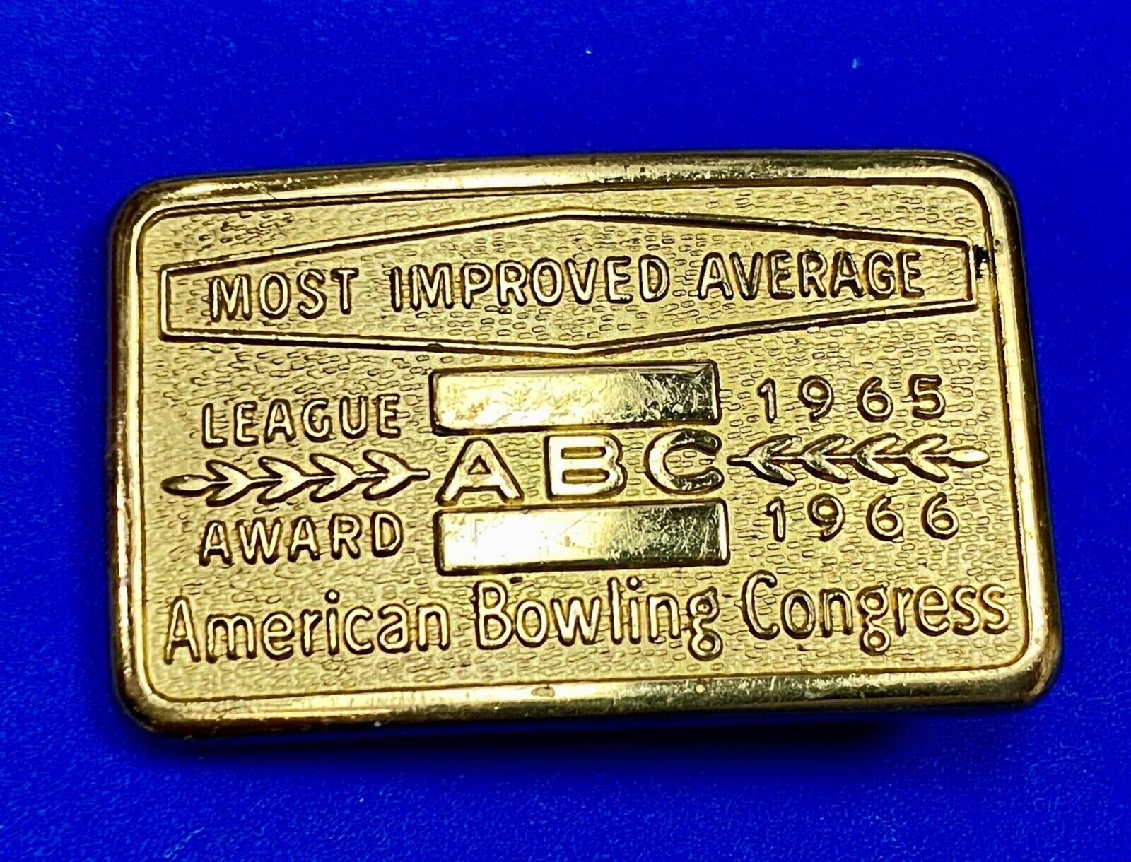 1965 - 66 ABC Bowling Bowler's BLANK Most improved average award belt buckle