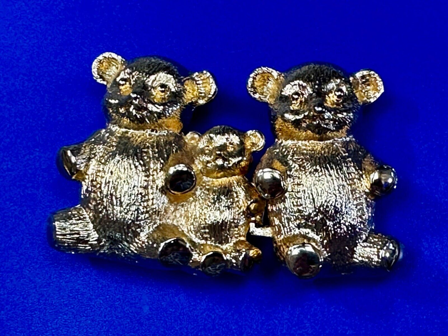 Bear Family Two Piece Interlocking Gold Tone Vintage Belt Buckle by Dotty Smith
