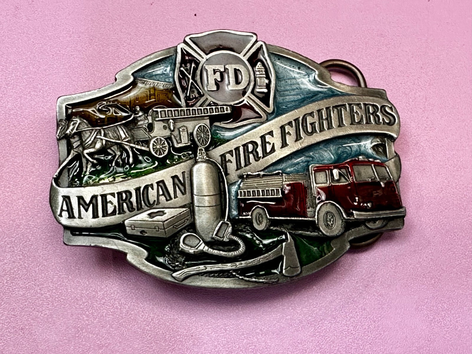 American Fire Fighters Ever Ready Ever Willing Vintage 1988 Siskiyou Belt Buckle