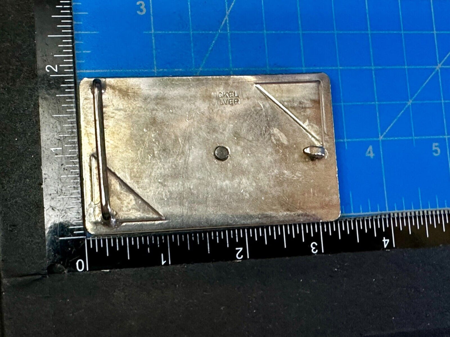 Vintage Horse Head on Nickel Silver Rectangular Belt Buckle