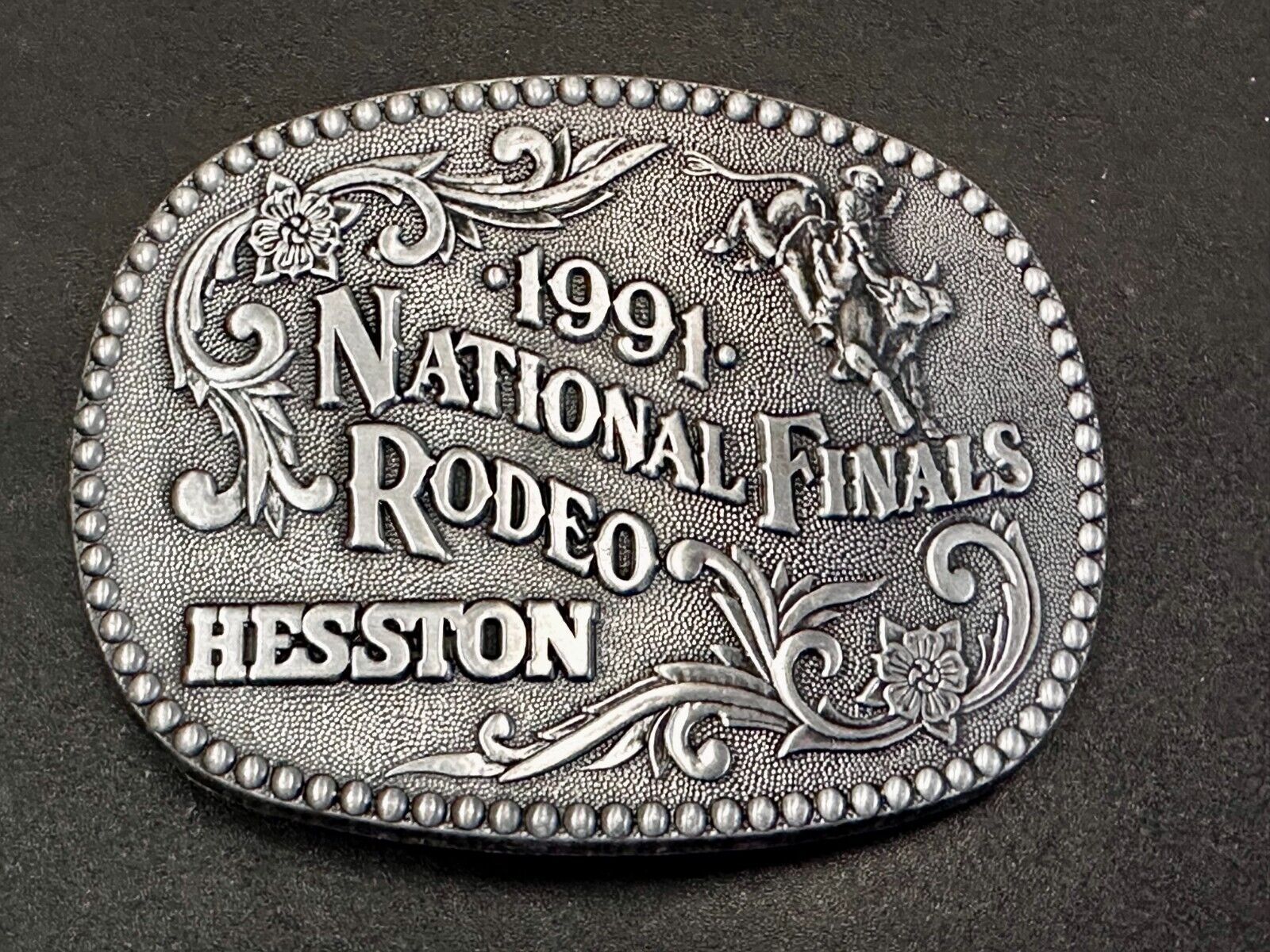 1991 ADM Hesston NFR National Finals Rodeo Cowboys Western Belt Buckle
