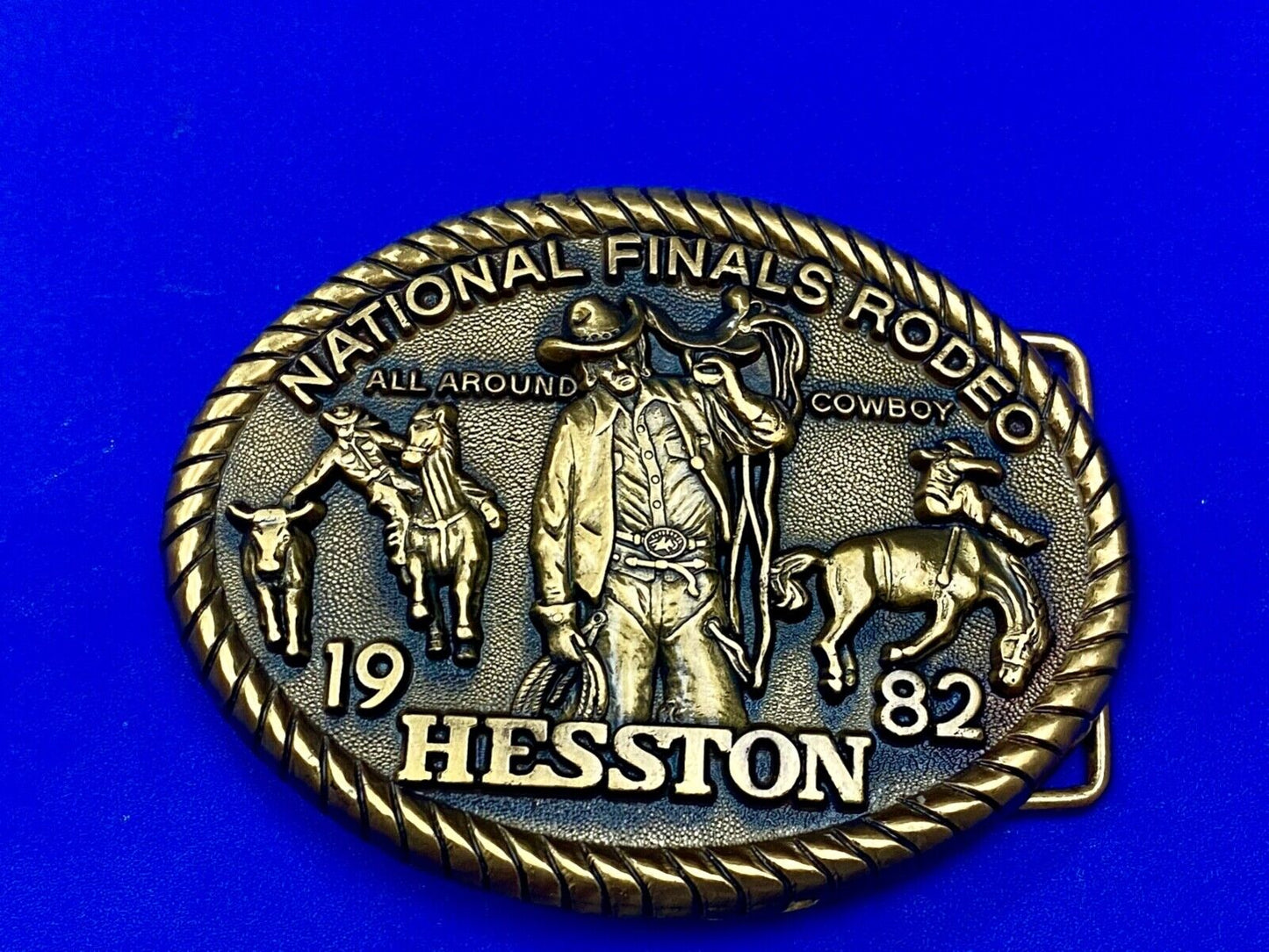 1982 HESSTON National Finals Rodeo All Around Cowboy Western 8th belt buckle