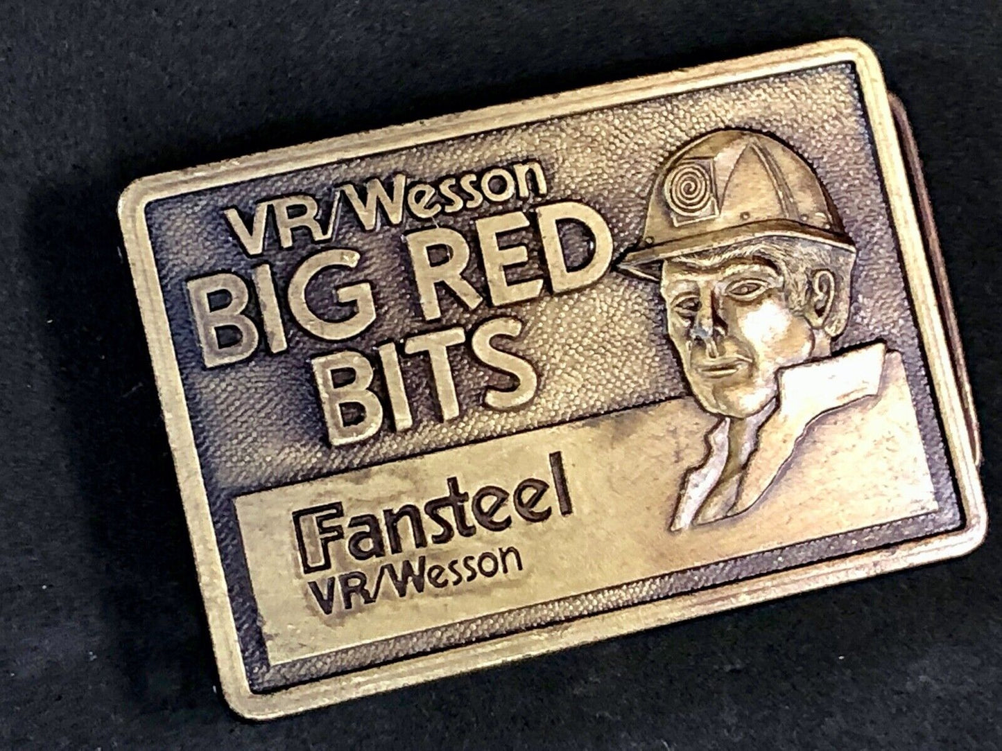 Vintage Belt Buckle  - VR / Wesson BIG RED BITS  Fansteel Company Advertisement 