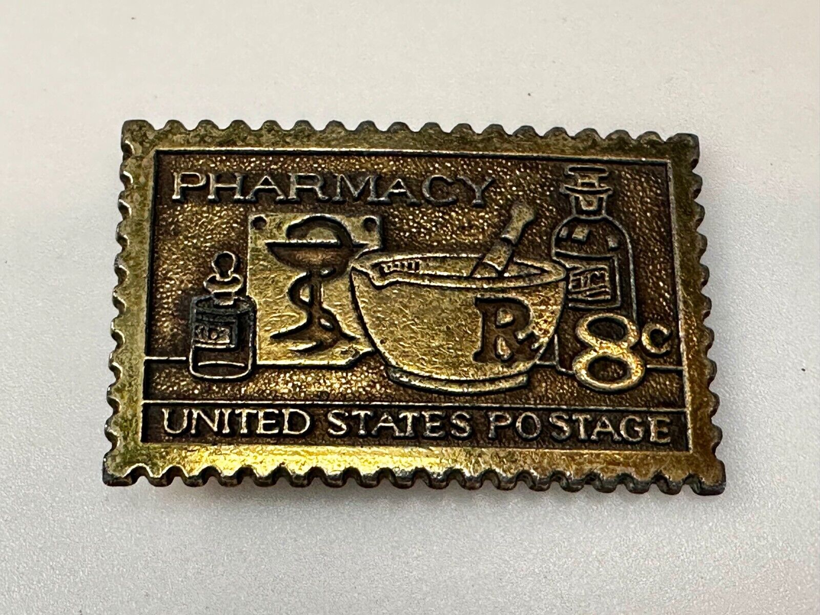 United States Postage Stamp Pharmacy Rx 8 Cent Pharmacist Belt Buckle