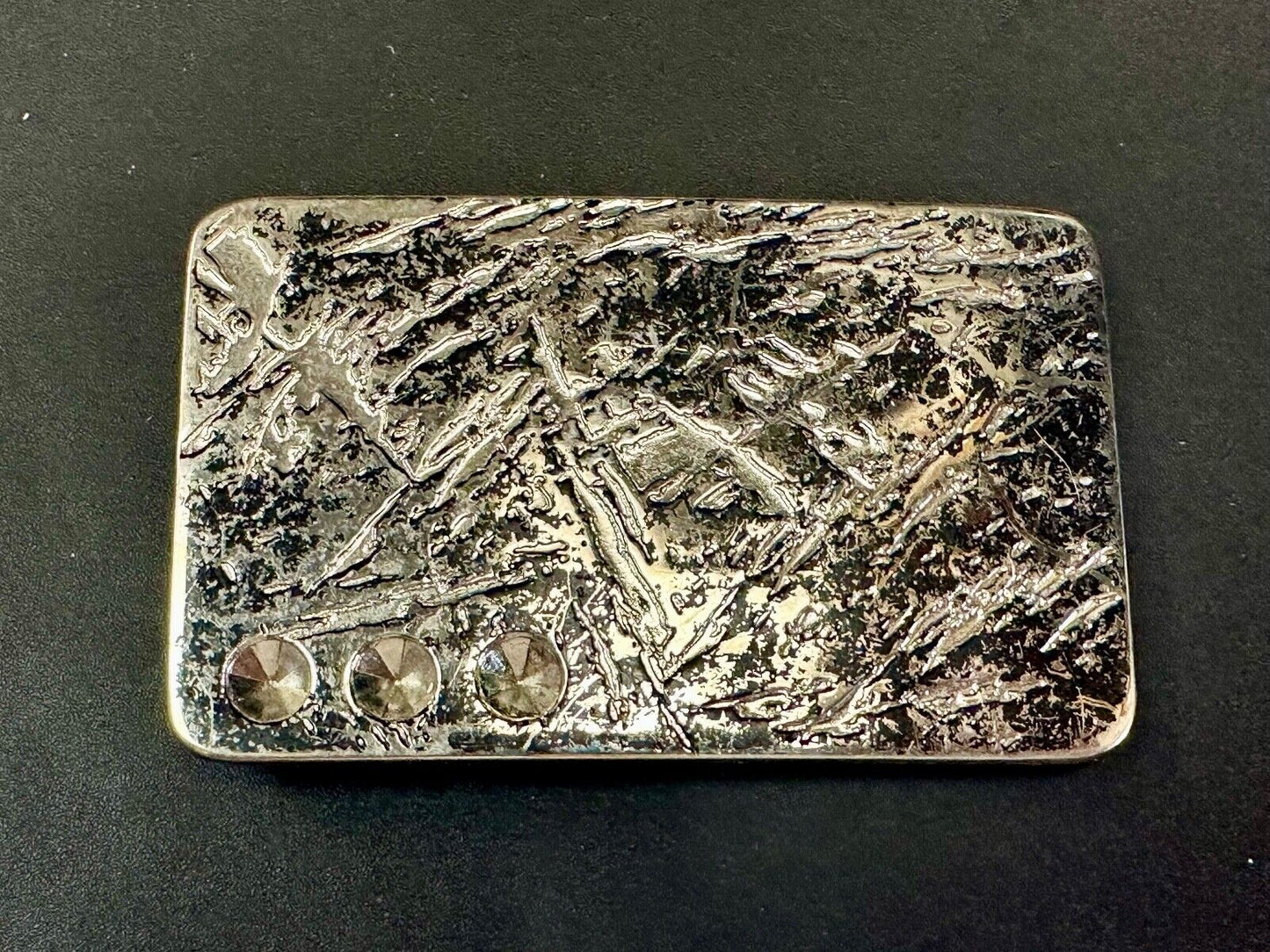 Unknown to me!  Faux Metal shards - space for 3 Rhinestone's Vintage Belt Buckle