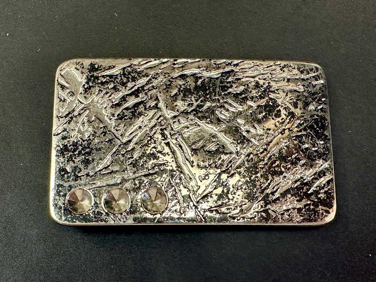 Unknown to me!  Faux Metal shards - space for 3 Rhinestone's Vintage Belt Buckle