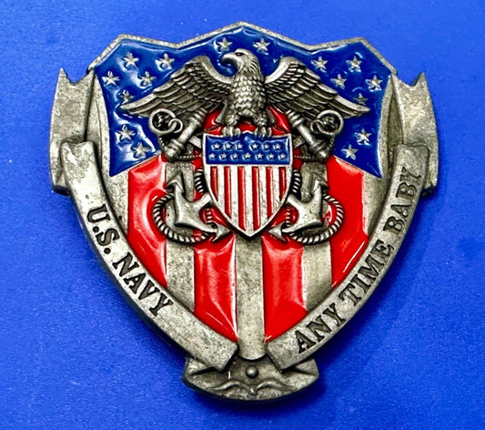Anytime Baby - US Navy United States Military Flag Colors Cutout Belt Buckle