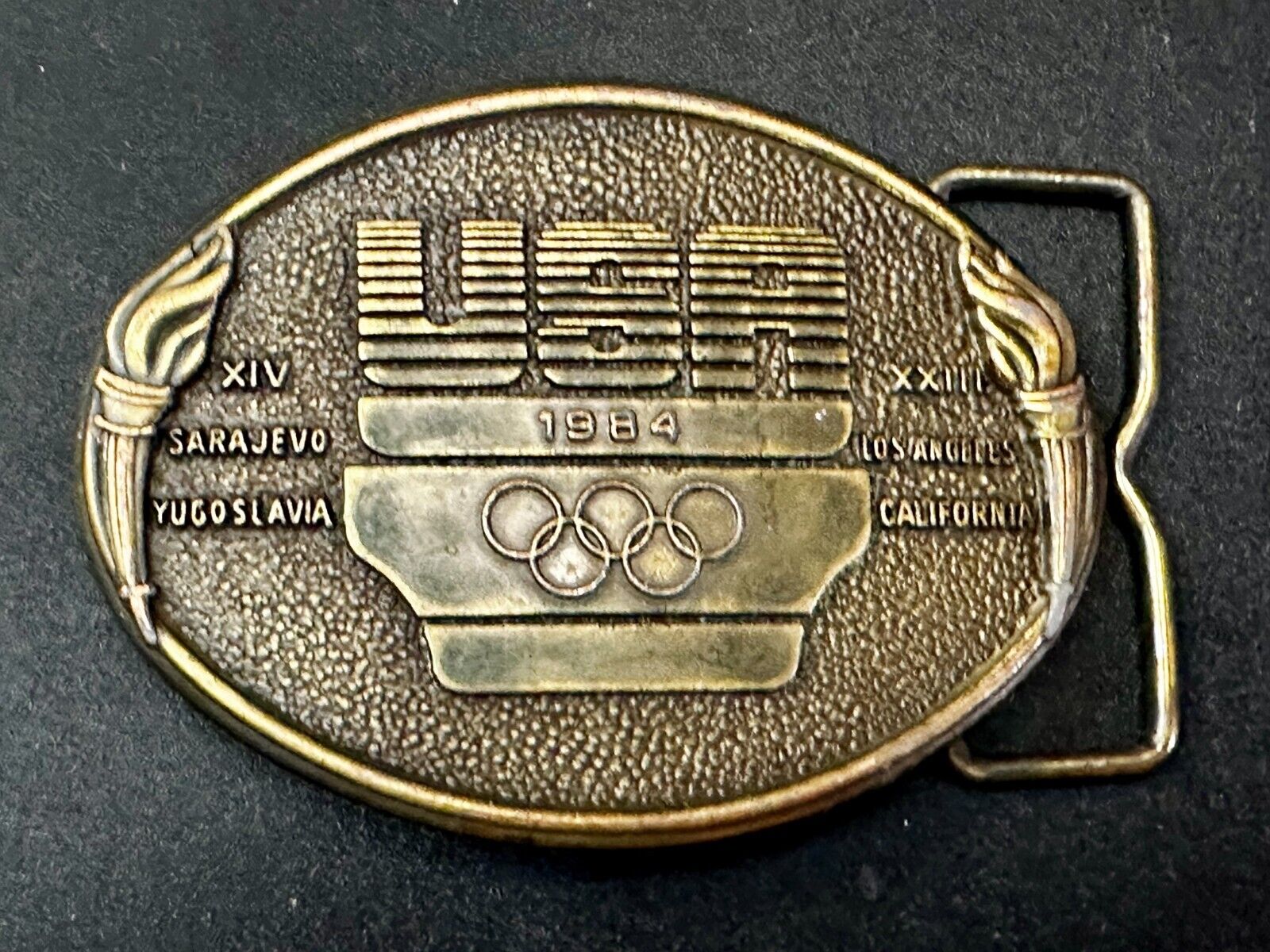 1984 USA Olympics Los Angeles California Vintage Commemorative Belt Buckle