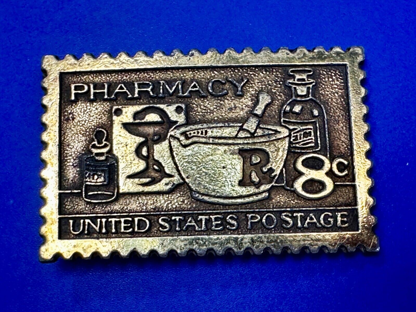 United States Postage Stamp Pharmacy Rx 8 Cent Pharmacist Belt Buckle
