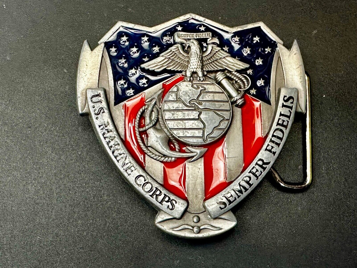 USMC Marines Semper Fidelis Cutout Patriotic Military Service Usa Belt Buckle