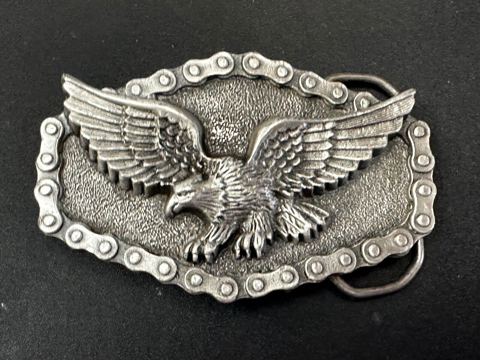 Bikers American Eagle with Motorcycle Chain Surround Great American Belt Buckle