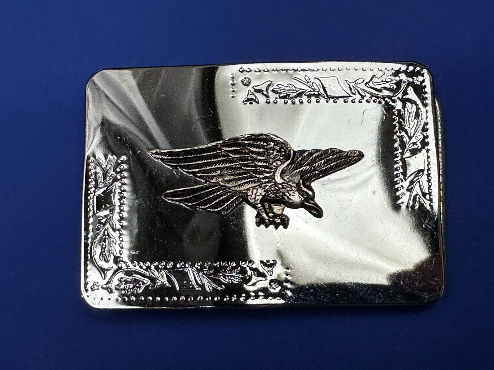 Vintage Hunting Flying Majestic Eagle on western mirrored two tone belt buckle