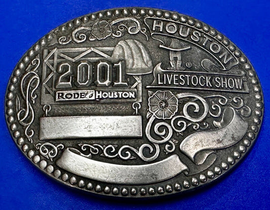 2001 Houston Rodeo & Livestock Show Texas Blank Trophy Ribbon Belt Buckle