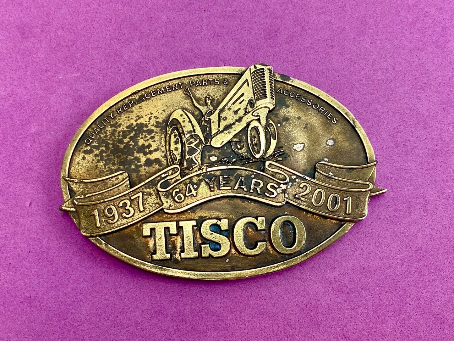 64 years - Tisco Tractor Implement Supply Spec Cast Farming Belt Buckle