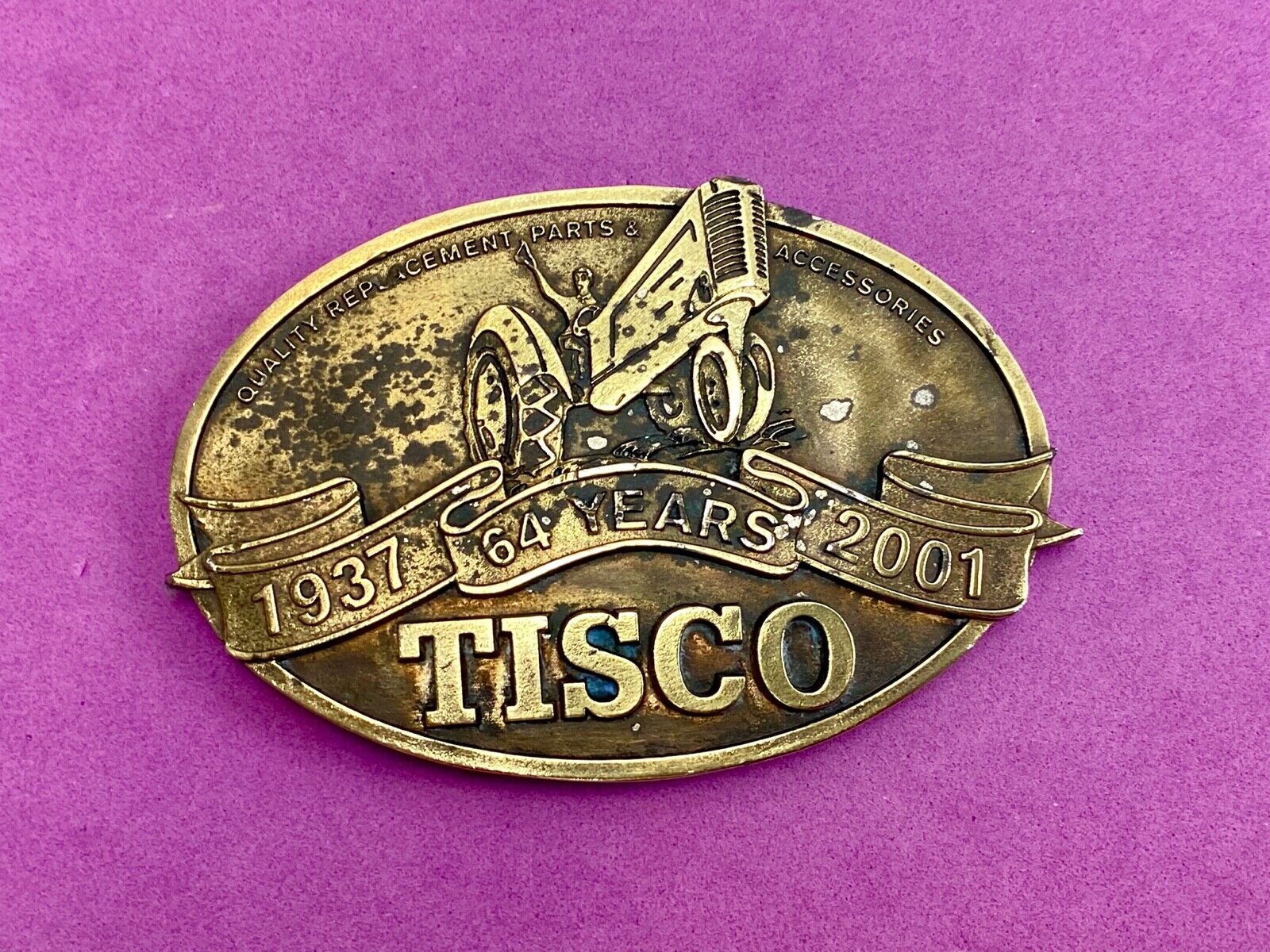 64 years - Tisco Tractor Implement Supply Spec Cast Farming Belt Buckle