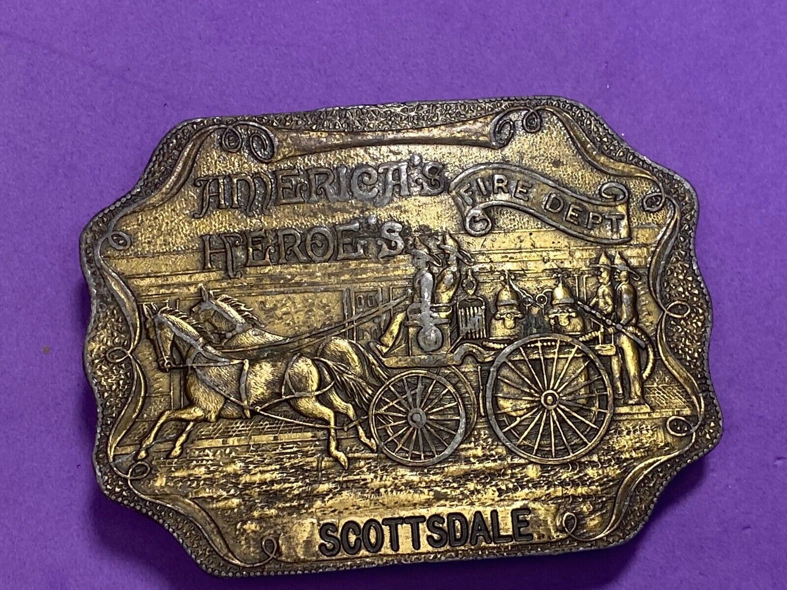Americas' Heroe's  Fire Department Scottsdale Belt Buckle The Buckle Company Nj 
