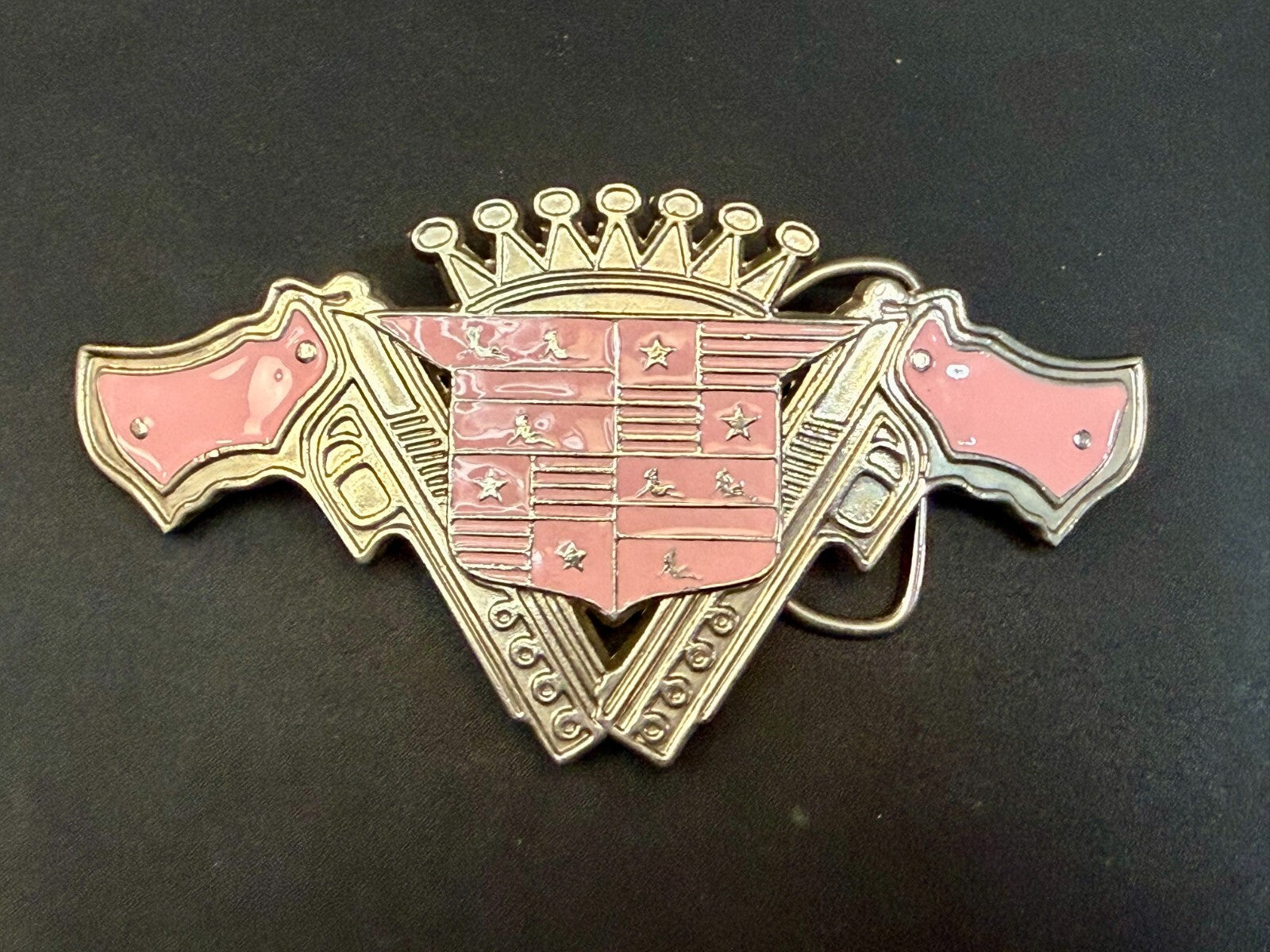 90's Pink Guns Caddy Crest Crown Cadillac Logo Emblem Belt Buckle by 187 INC