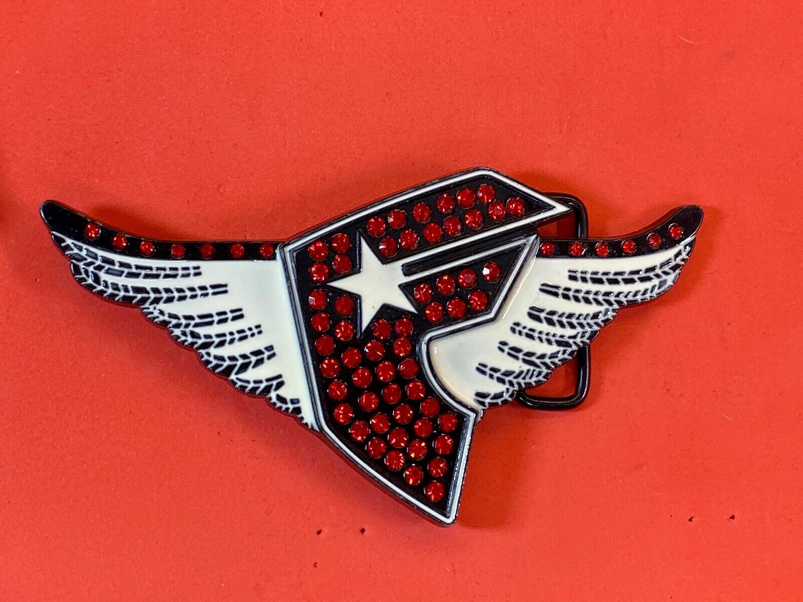 Beautiful Rhinestone? Letter  F Shape Logo With Wings 