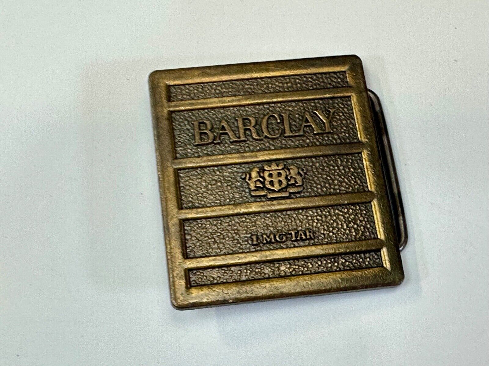 1970's Barclay Cigarettes Tobacciana RJ Reynolds Box Label 1mg Tar belt buckle