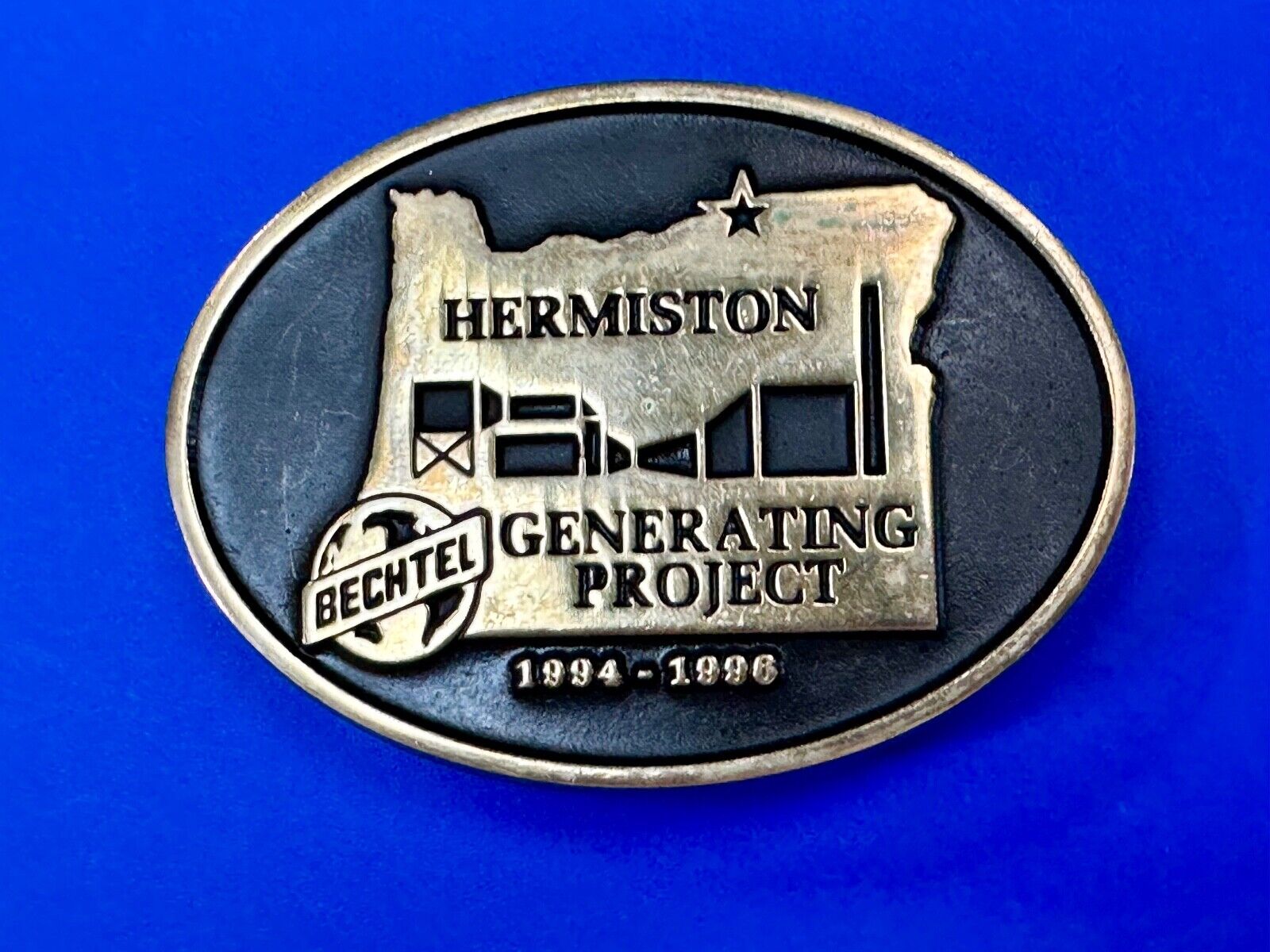 Bechtel HERMISTON Generating Project GE 7FA 94 - 96 Vtg. Anacortes belt buckle